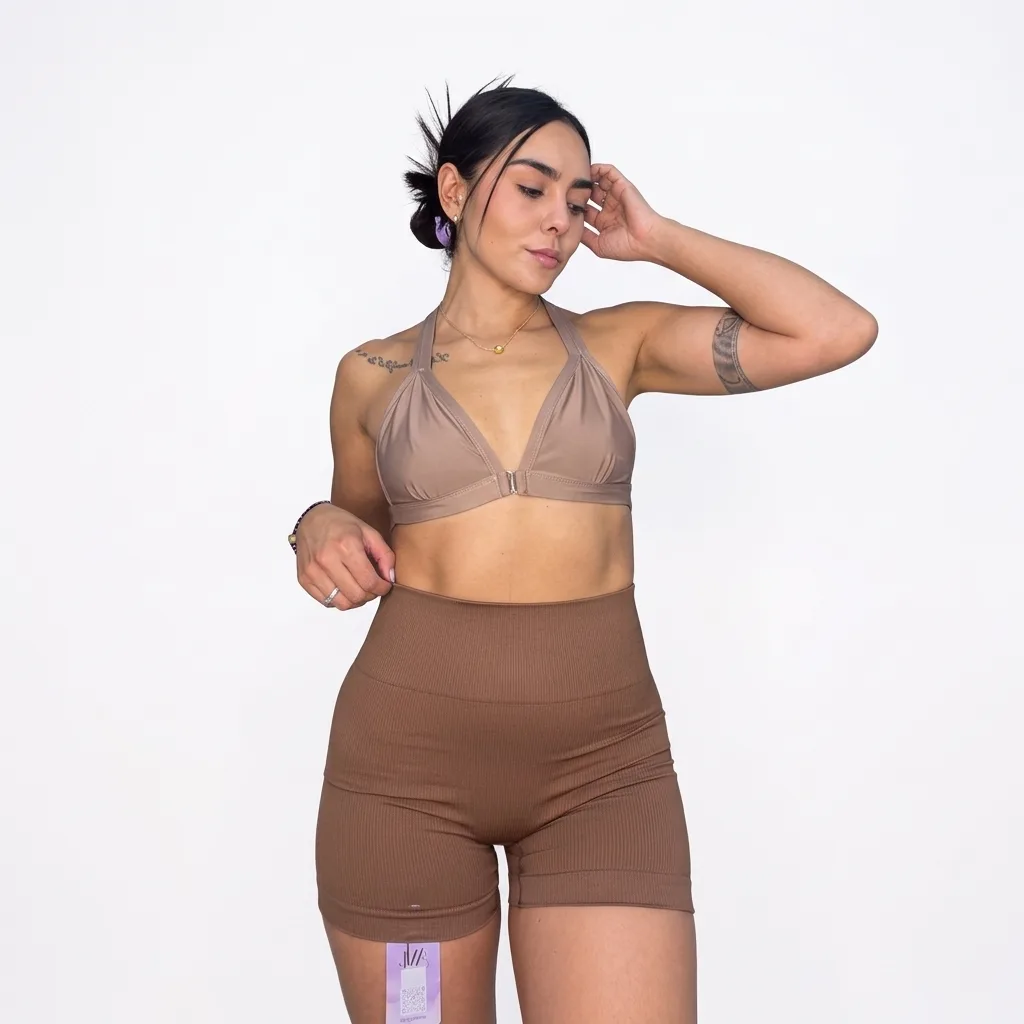 Conjunto Deportivo Ribbed en Tono Tierra