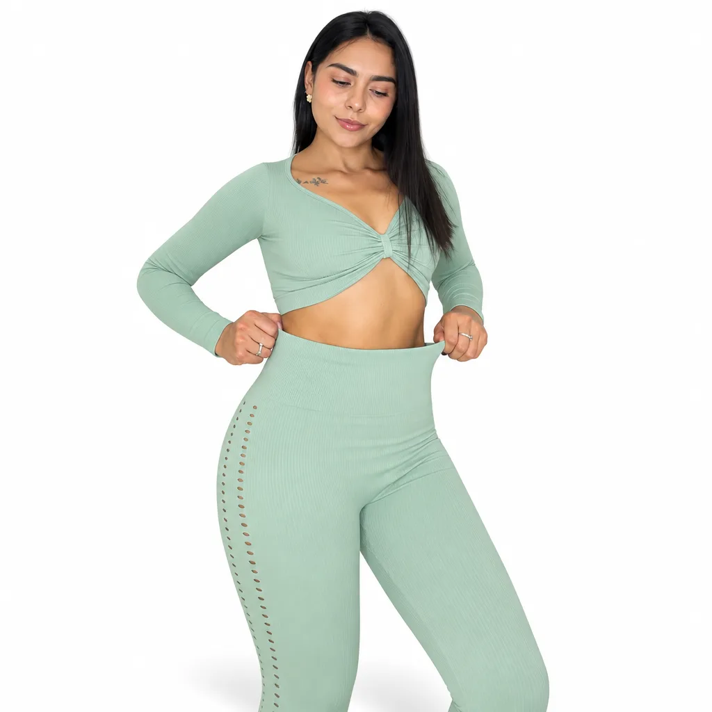 Set Deportivo Braver en Tela Rib de Color Verde Menta