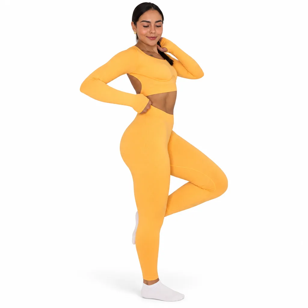 Conjunto Deportivo Ribbed con Espalda Descubierta
