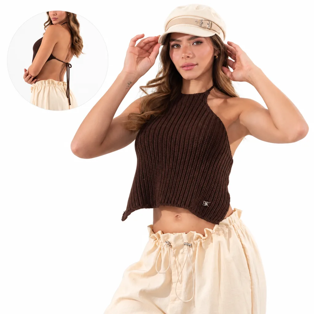 Crop Top Luciene Tejido con Amarre Espalda