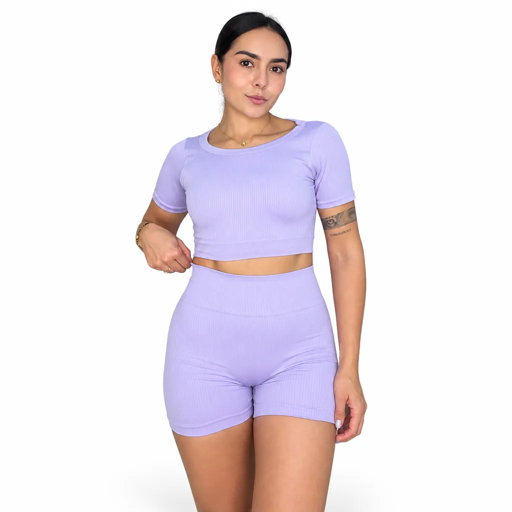 Set Deportivo Ribbed Lila (Short y Top)