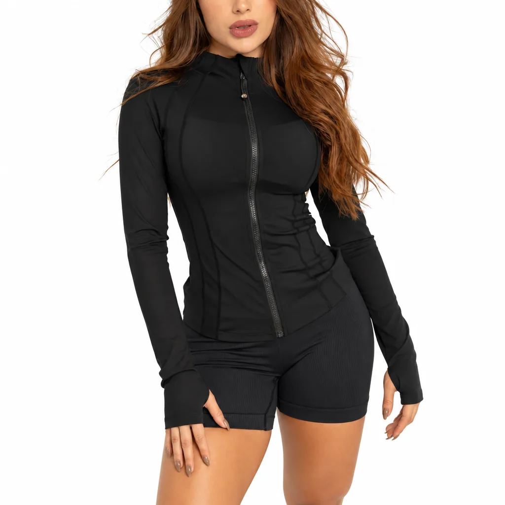 Chaqueta Deportiva Ajustada con Cierre Completo