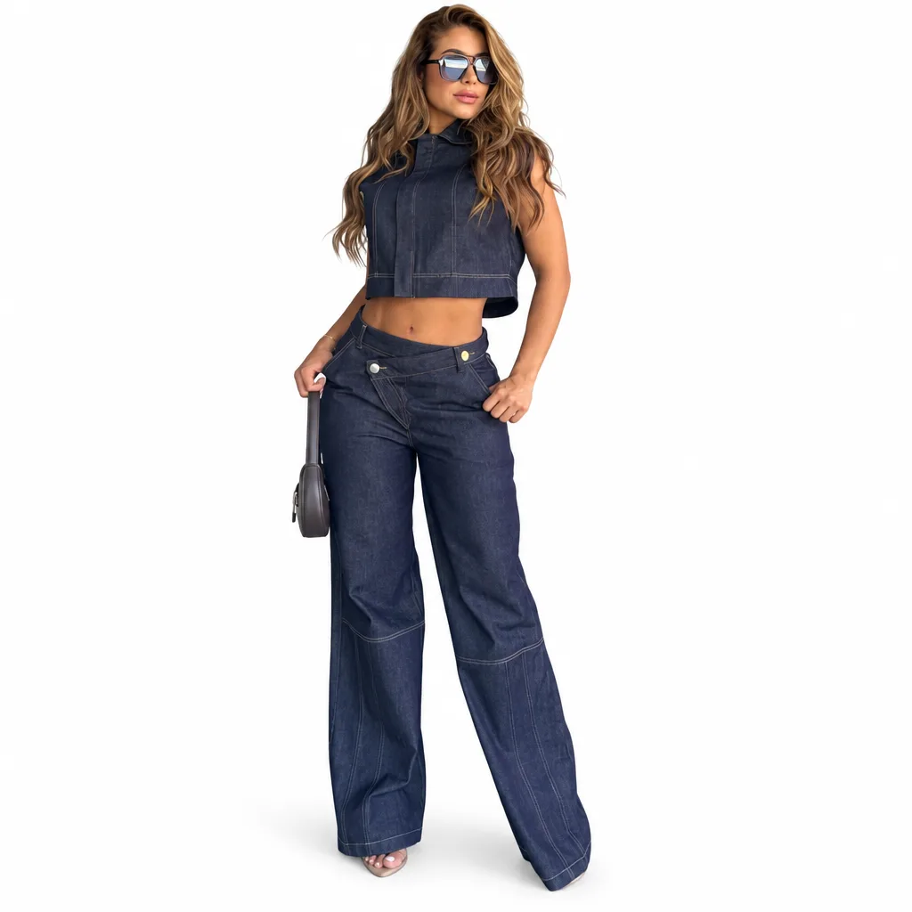 Set Lucía: Conjunto de Chaleco y Pantalón en Denim