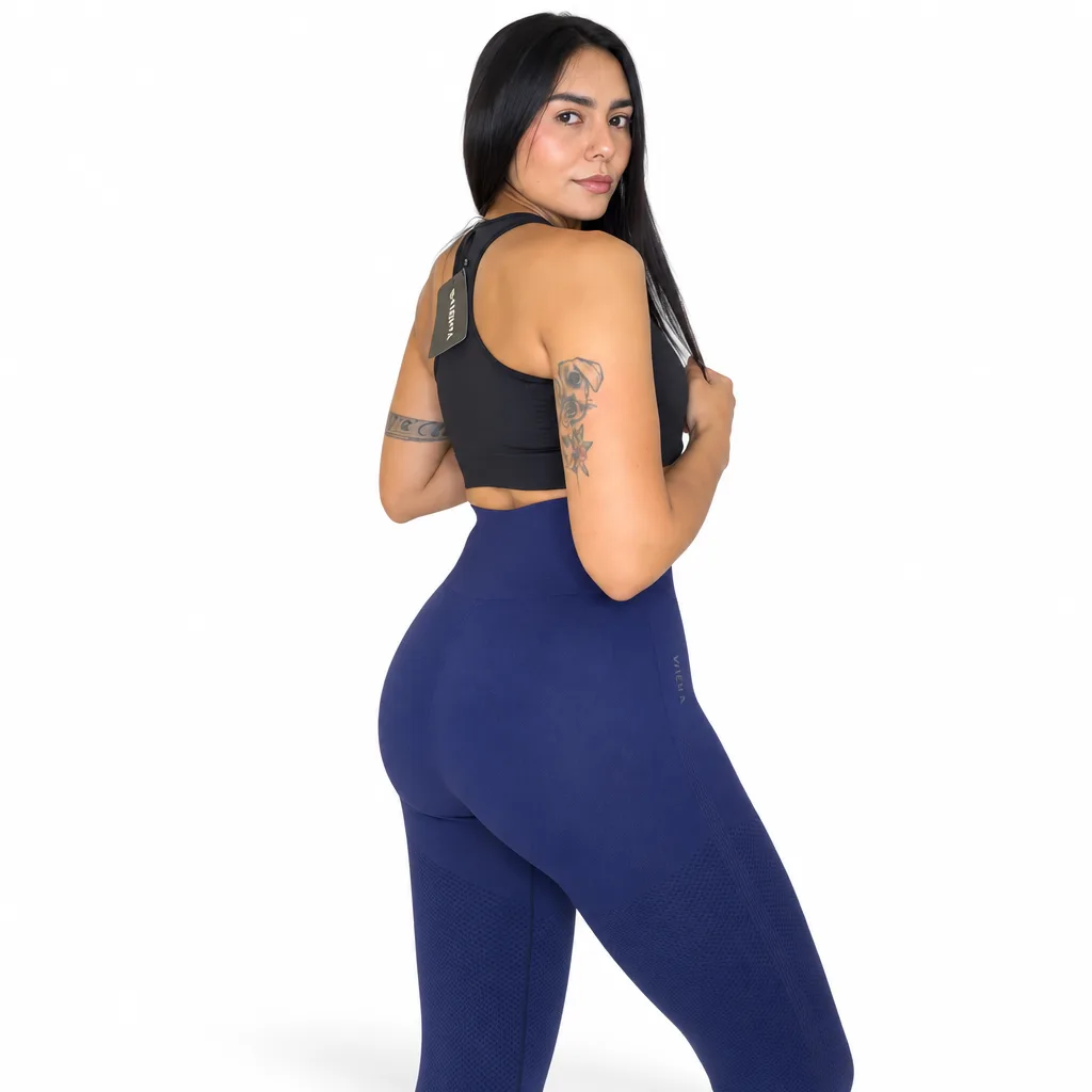 Leggings Deportivos Seamless de Tiro Alto Azul