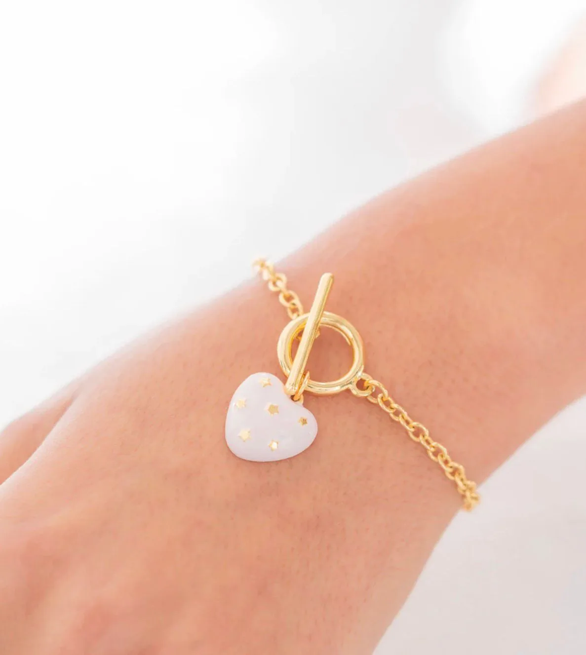 Pulsera Broche Corazón Estrellas