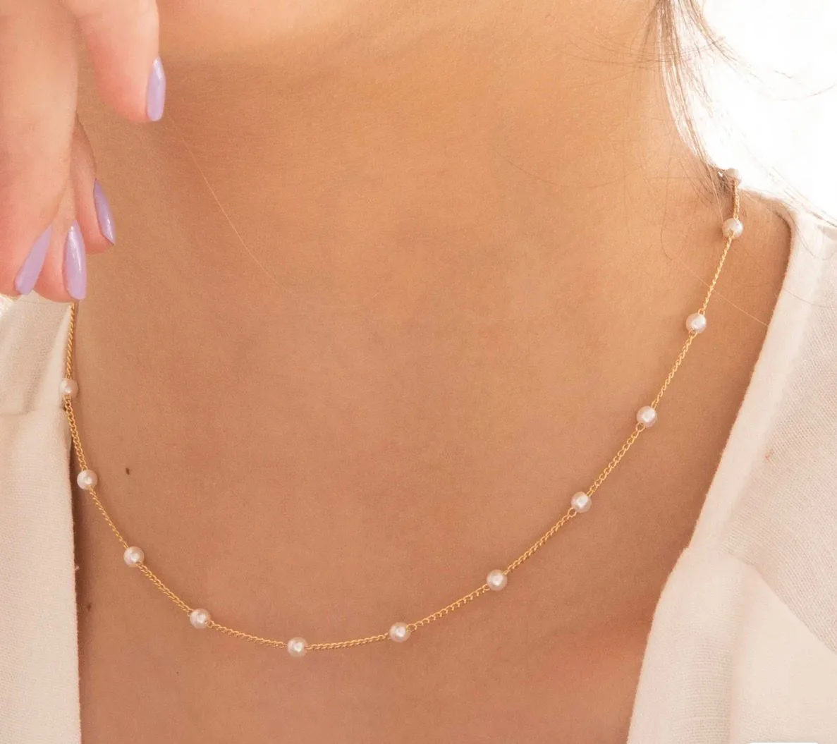 Choker Perlas + Aretes