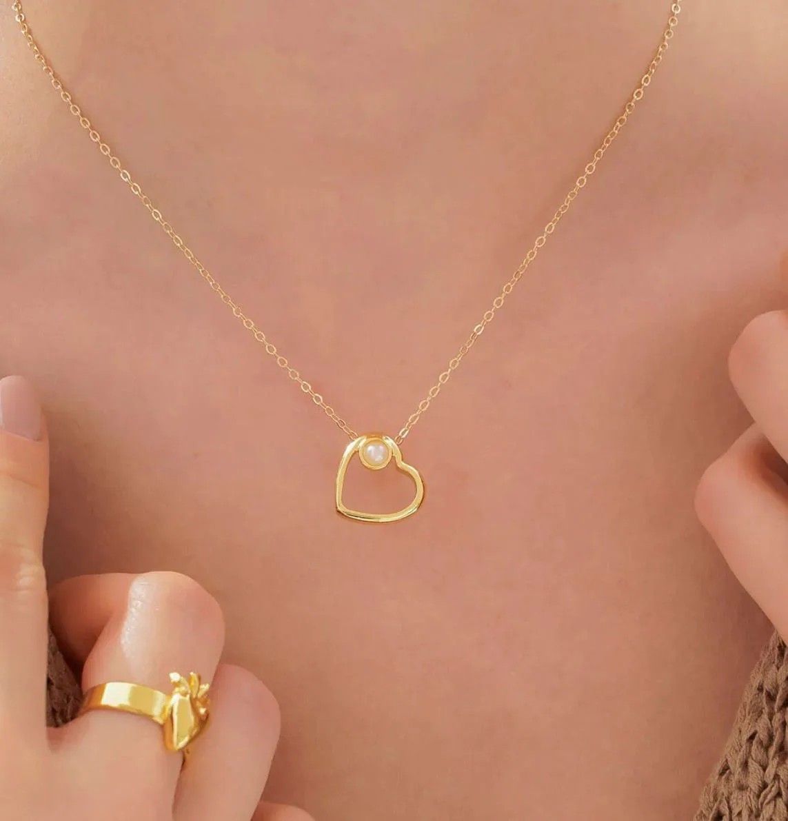 Collar Corazón Perla