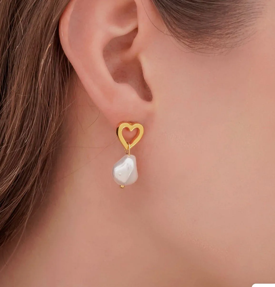 Aretes Corazón Perla