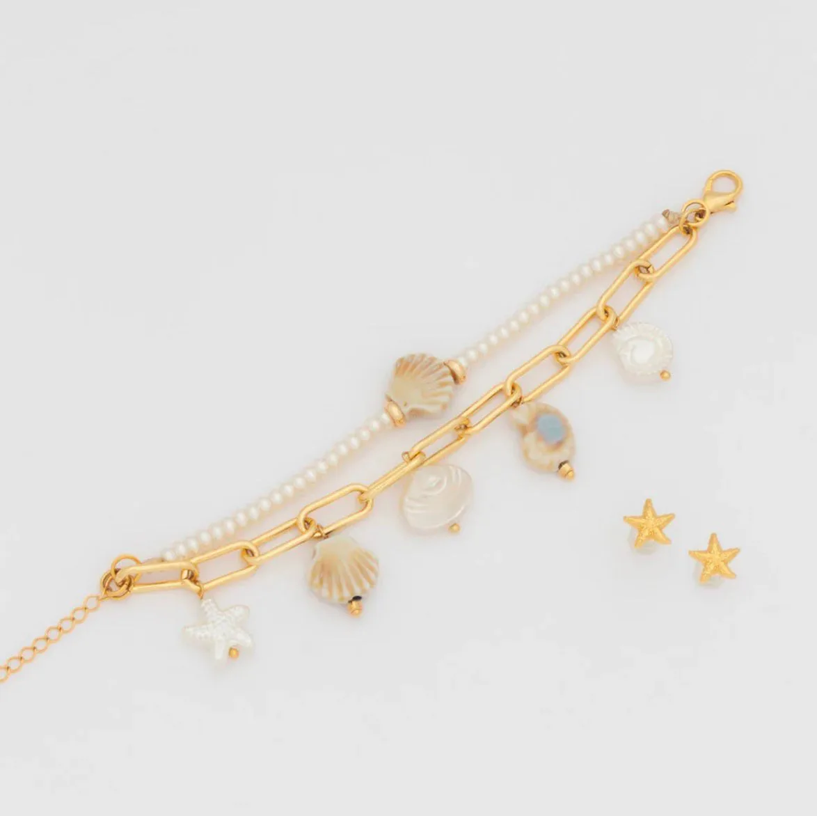 Pulsera 2 en 1 Caracoles + Aretes