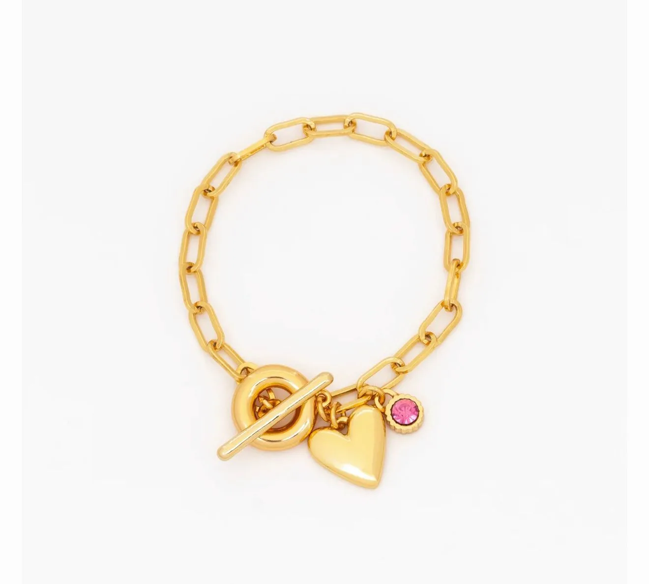 Pulsera Broche Corazón Cristal + Aretes