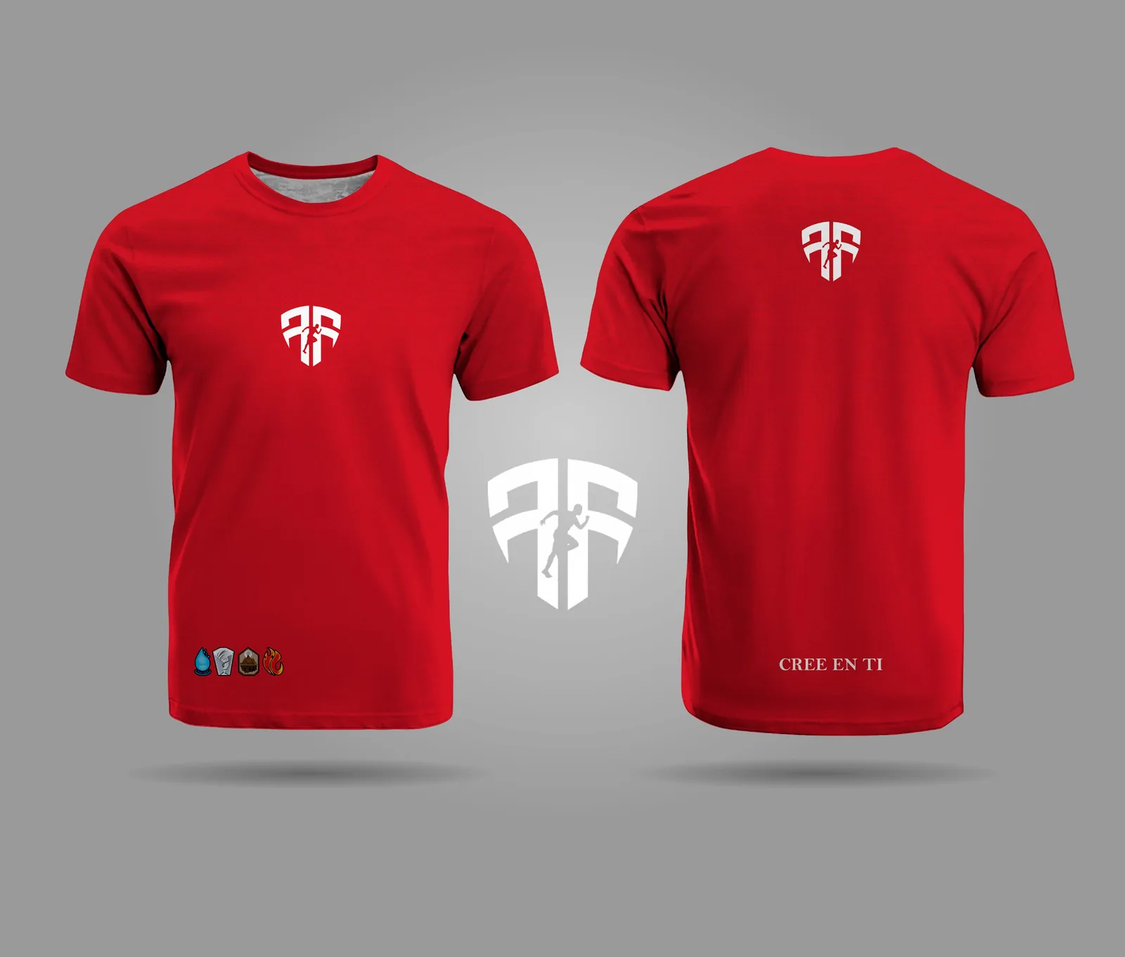 Camiseta Deportiva "Cree en Ti" Elementos Roja