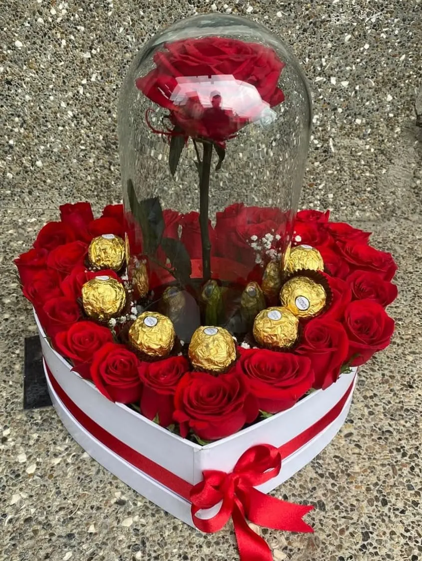 Caja Corazón  Rosa preservada