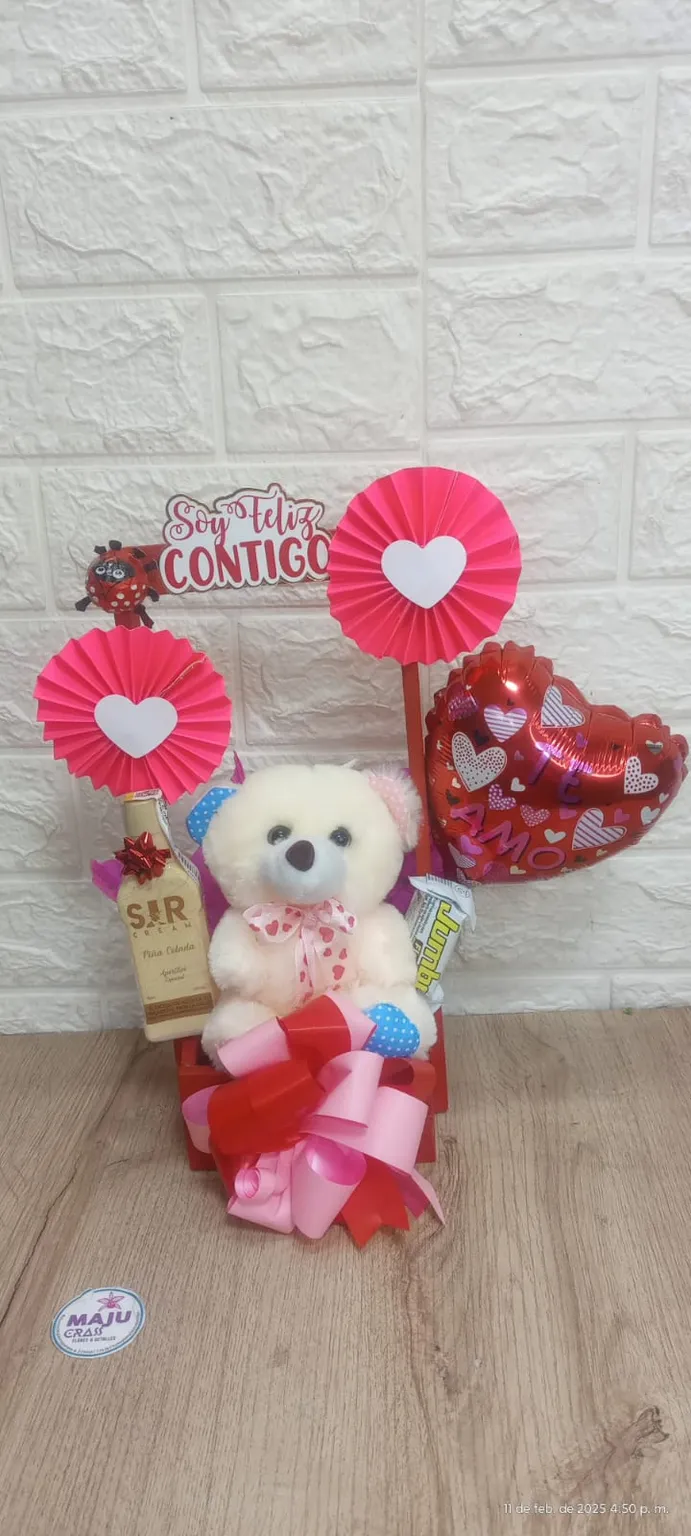Regalo Romántico 'Soy Feliz Contigo' con Osito y Licores