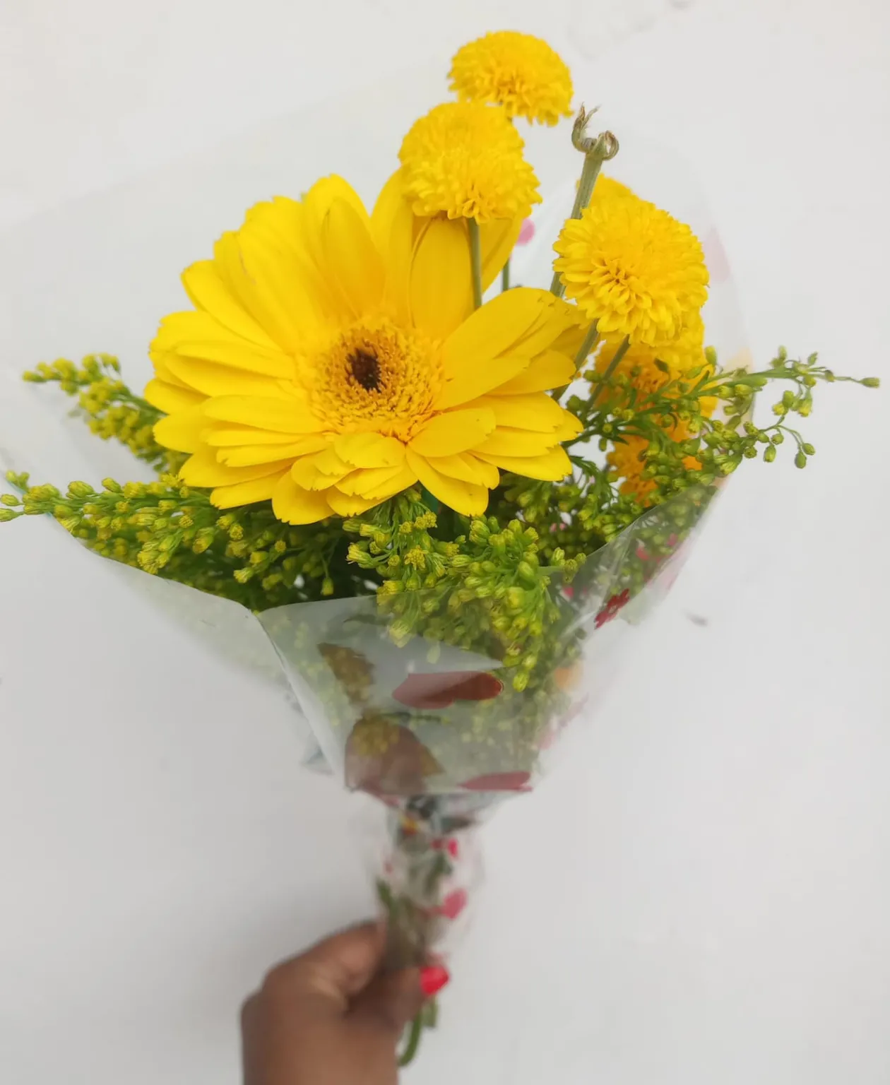 Solitario Gerbera y pinochos