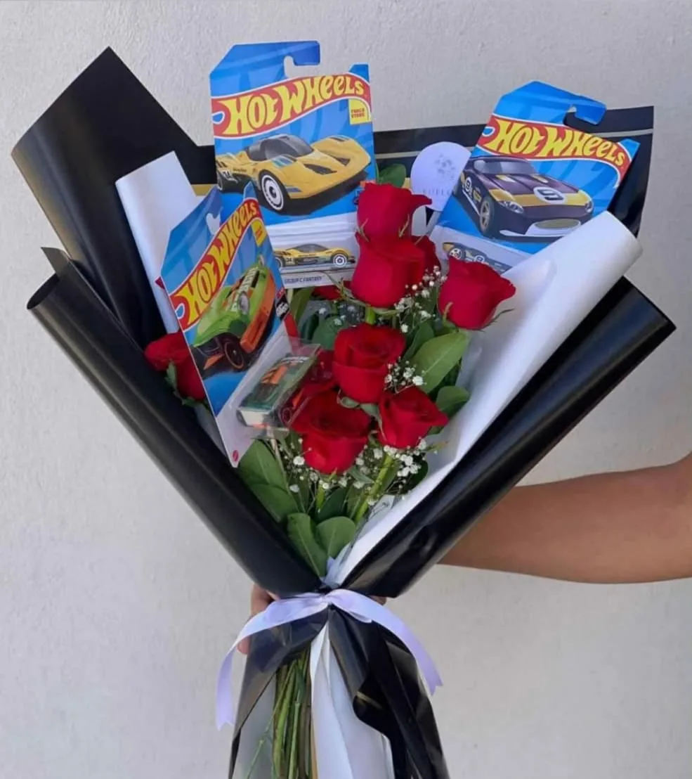 Bouquet de Rosas y Hot Wheels