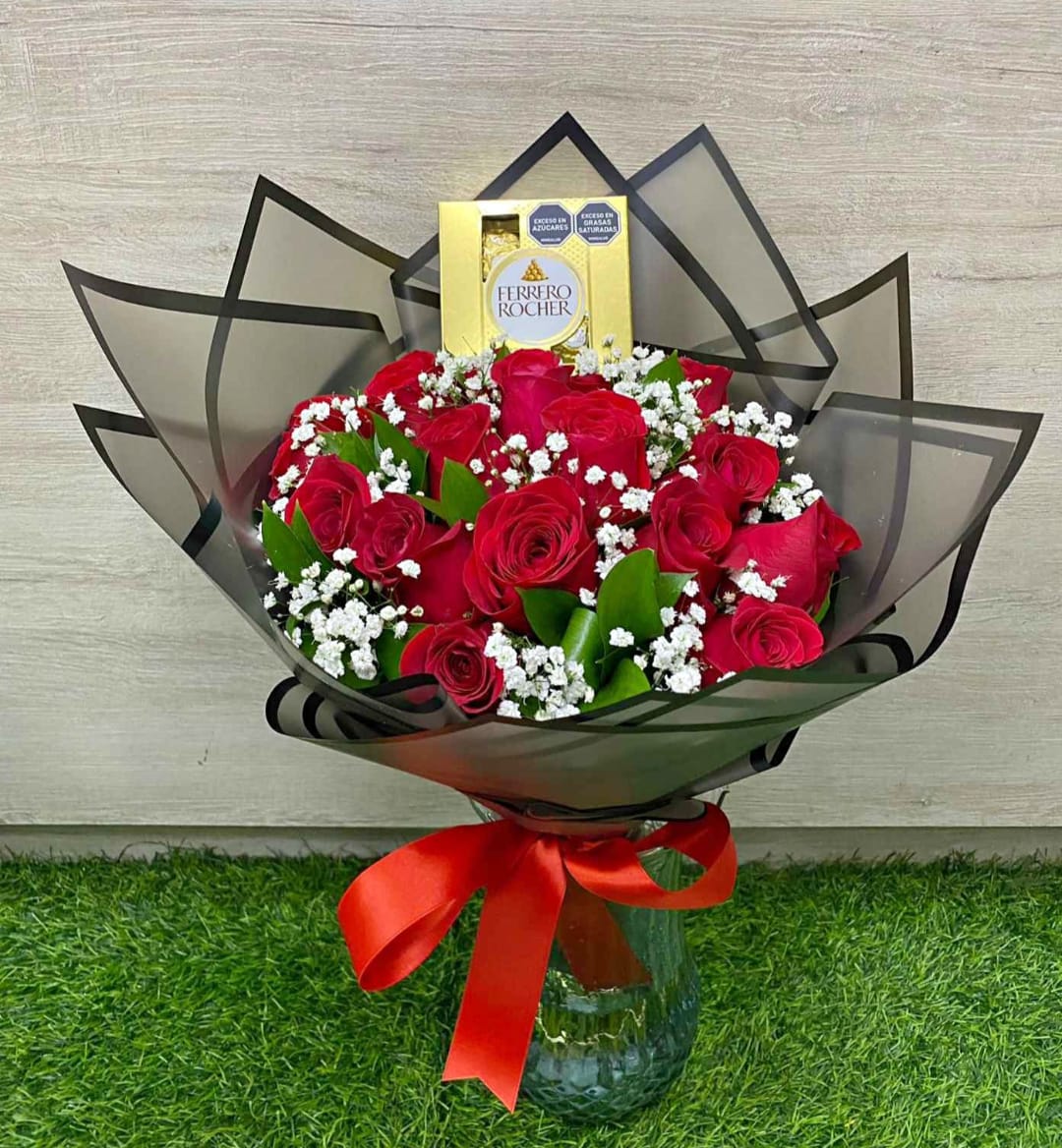 Ramo de Rosas Rojas con Chocolates Ferrero Rocher