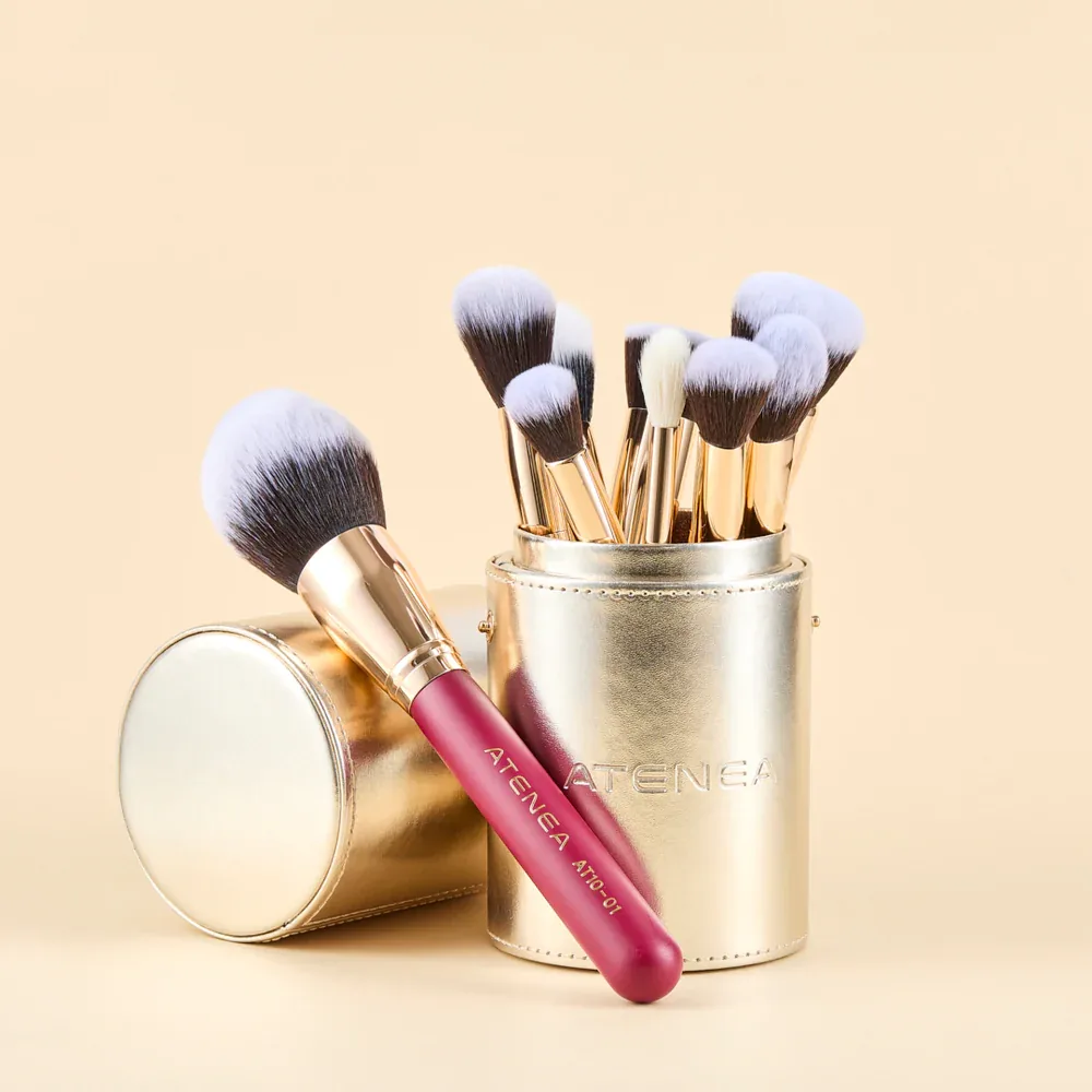 Set de Brochas de Maquillaje Atenea con Estuche Dorado