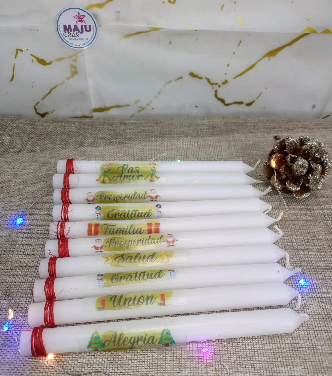 Set de 10 Velas de Intención Festivas