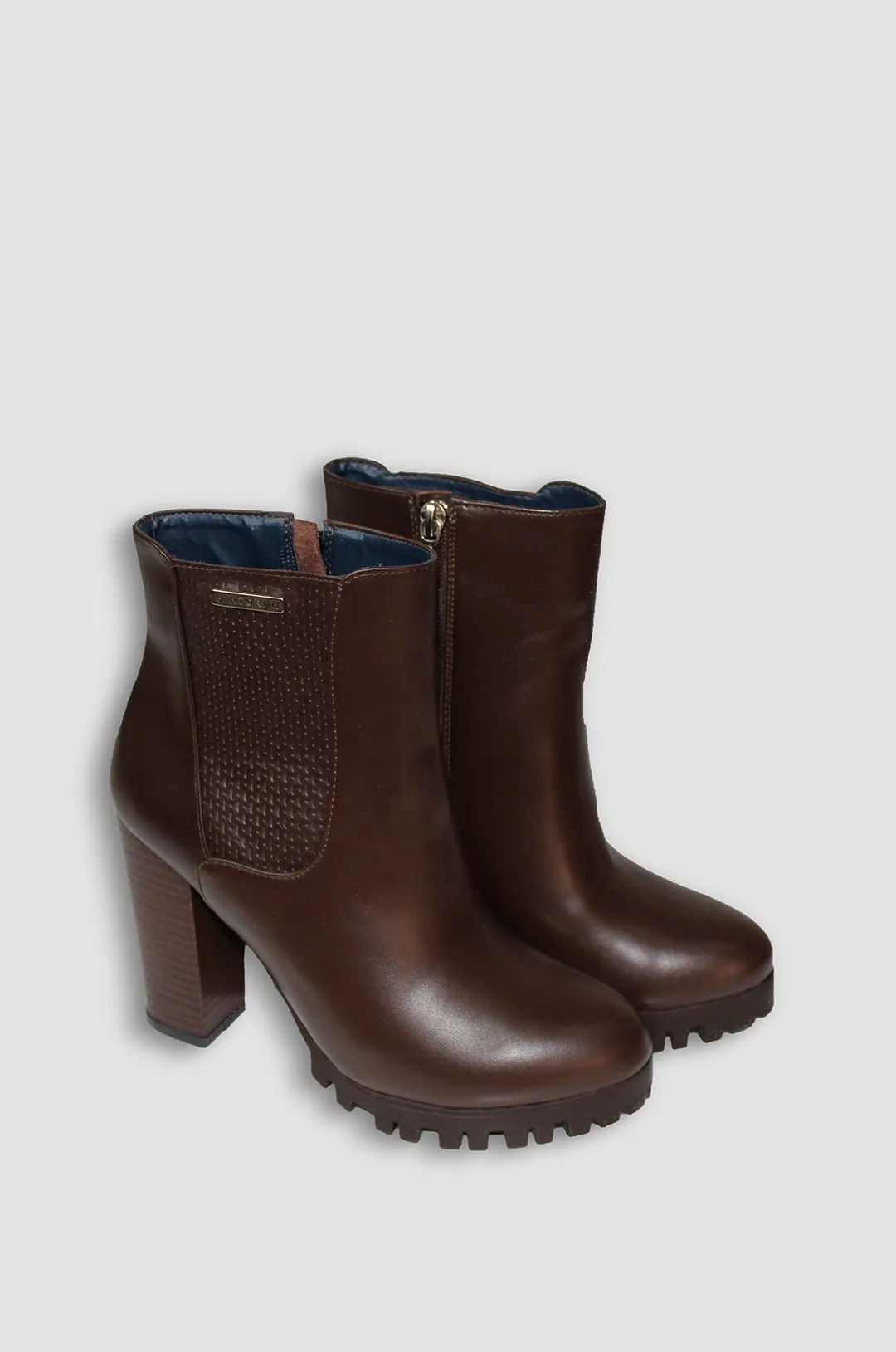 Botines de Tacón Marrones con Suela Track